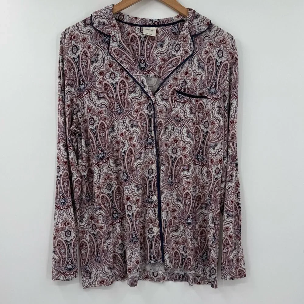 Soma Paisley Pajama Set in Maroon/Navy Multi | Top Large / Pants Medium